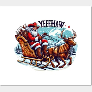 texas christmas santa cowboy Posters and Art